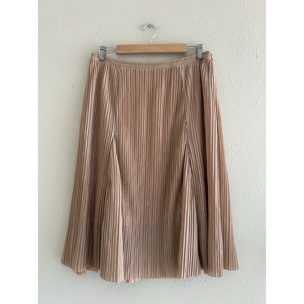 Anthropologie Maeve Ambra Pleated Skirt Pink Peach Gold Metallic Medium Glam